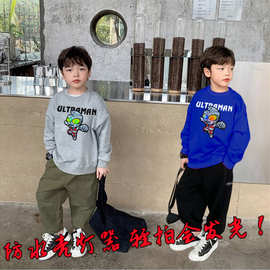 中大童卡通发光卫衣男童秋冬宽松休闲印花闪光儿童装上衣潮童穿搭