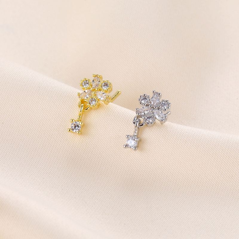 Rvs neusknopje bloem met ingelegde steen piercing_voghion.com