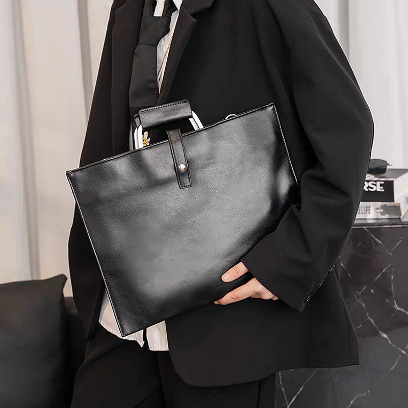 Thin Simple Business Bag Unisex OL Tablet Computer Bag Briefcase Unisex Cowhide Portable Shoulder Bag
