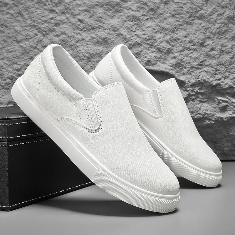Zapatos de hombre de talla grande de comercio exterior, entrega transfronteriza de una pieza, zapatos planos transpirables de verano, zapatos blancos de cuero deportivo casual
