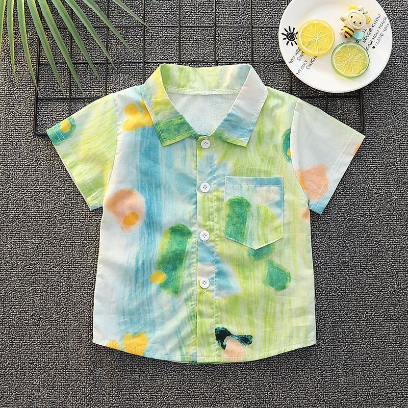 Children's Shirts 2025 New Summer Collection Boys' and Girls' Floral Shirts Summer Sibling Outfits Beach Short-Sleeve Shirts