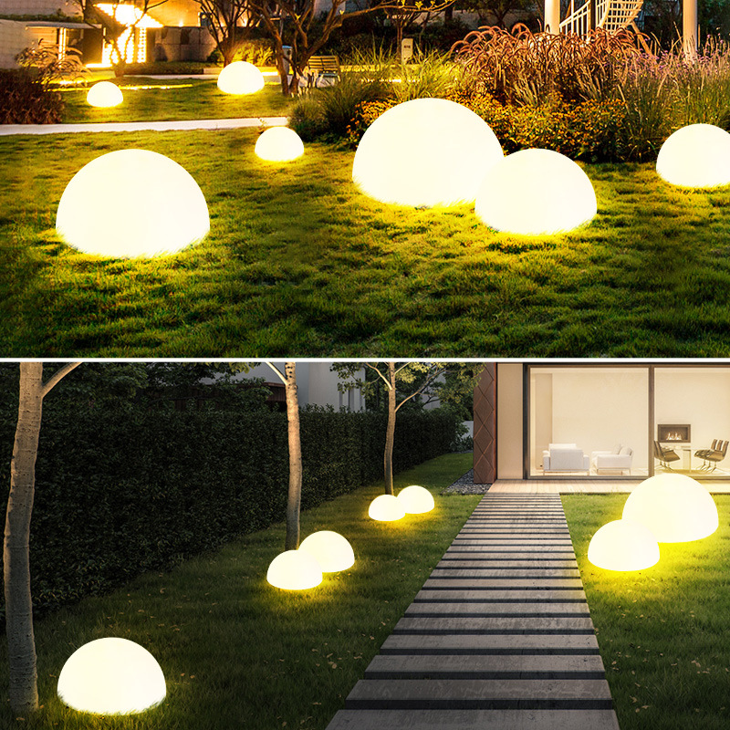 lámpara solar hemisférica luz exterior parque villa paisaje decoración lámpara de jardín LED lámpara de suelo de césped