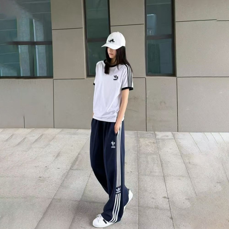 Clover embroidery street style trendy versatile loose sports pants breathable casual everyday wear wholesale