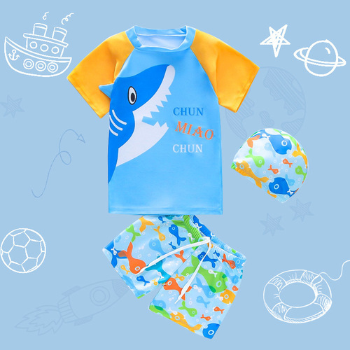 Children's swimwear set, unisex two-piece swimsuit for 1-5 year old kids, wholesale cartoon swimwear