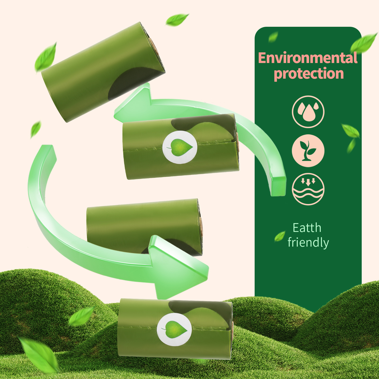 1.5 seda biodegradable EPI bolsa de heces de perro sabor lavanda bolsa de heces bolsa cartón kraft bolsa de basura de mascotas