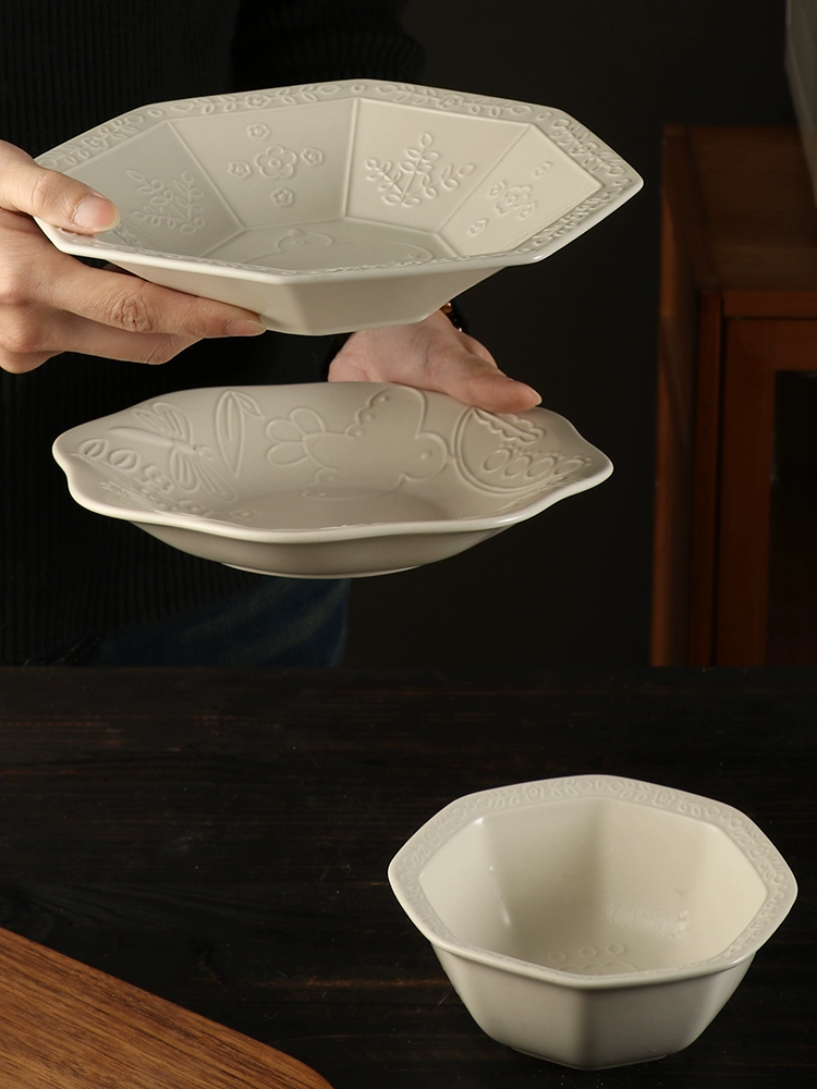 Plate-feeling dinner plate, particularly nice-looking plate, ceramic plate, household deep-dish dessert plate, flat plate