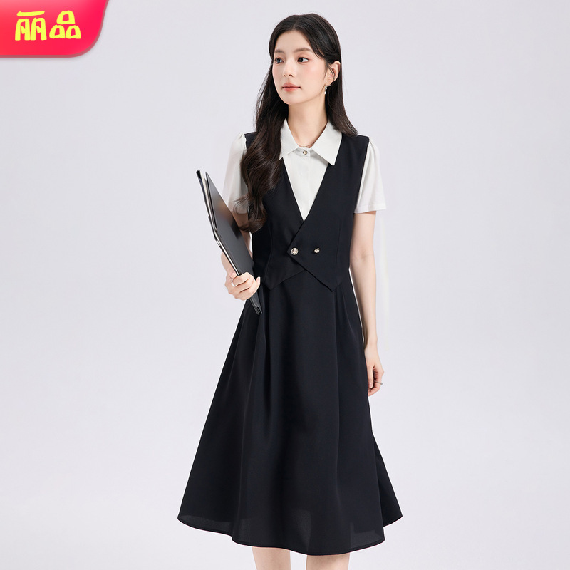 Spring and Summer College-Style Vest Dress, Mid-Length Skirt, Formal Occasion Outfit, Teaching Qualification Interview Outfit, Dress Set Spring and Summer College-Style Vest Dress, Mid-Length Skirt, Formal Occasion Outfit, Teaching Qualification Interview Outfit, Dress Set