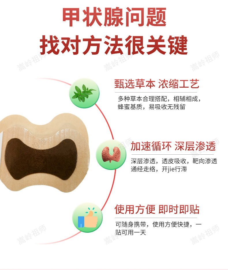 Thyroid Care Herbal Patch Self-Heating Neck and Underarm Support 6 Patches Per Box in use
