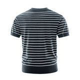 ZY8103T-D老钱风条纹圆领针织短袖通勤百搭夏季时尚简约T恤，男装针织衫/毛衣，星座614