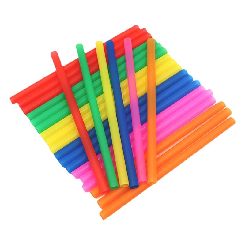 Fabricante en stock 11mm color desechable perla leche té paja gruesa de plástico tubo recto plano DIY Accesorios