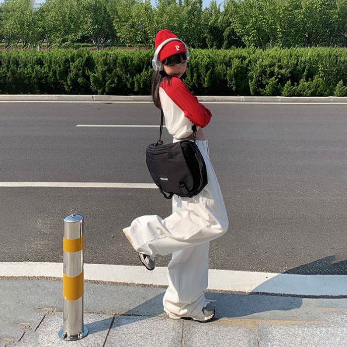 レトロカラー ハイウエスト ルーズ ワイドレッグパンツ ドレープ感のある裾 プリーツ入り 多用途 着痩せ効果 ストレートデニムパンツ レディース 初秋 2025|undefined