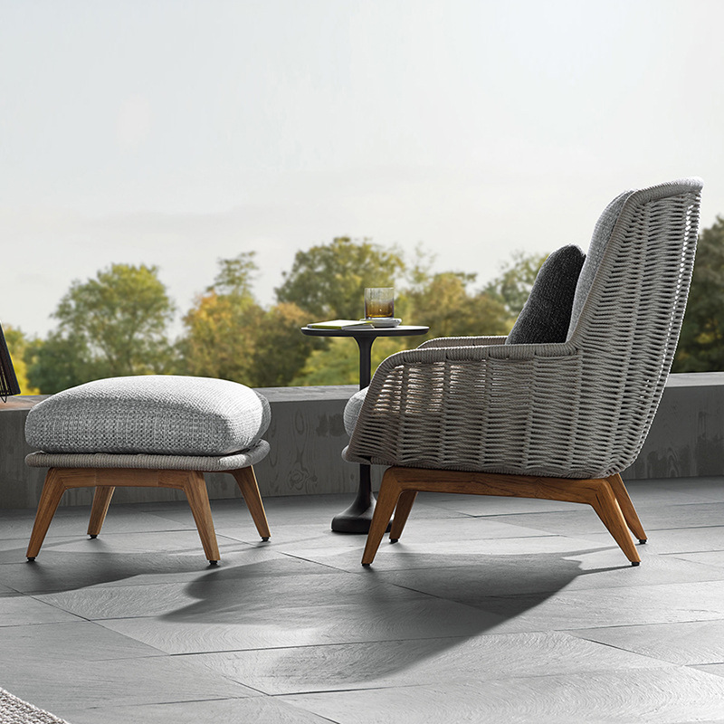 Mesa y silla de patio al aire libre combinación de hotel terraza villa mesa redonda de madera maciza departamento de ventas de jardín impermeable vidana mesa y silla image 3