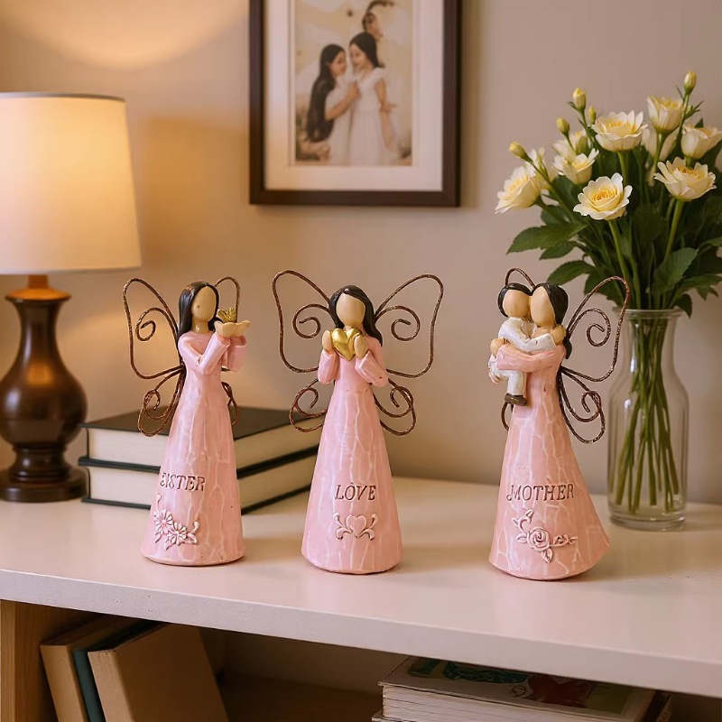 어머니의 날 유럽식 홈 엔젤 명함 홀더 사랑 들고 비둘기 들고 어린이 데스크탑 장식품 수지 공예 선물