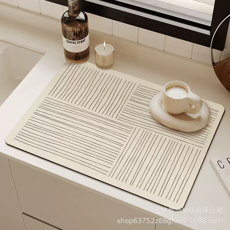 线条硅藻泥沥水垫吸水垫厨房台面沥水垫易清理可擦吧台咖啡机垫