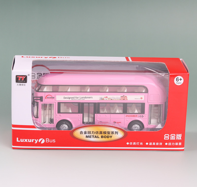 Tianing aleación coche modelo 1:36 doble capa bus tiying back sonido luz juguete autobús coche música modelo adornos