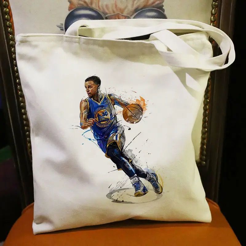 Stephen Curry Basketball Peripheral Canvas Bag High-Value DIY Student Shoulder Bag Niba Sports Curry Same Style