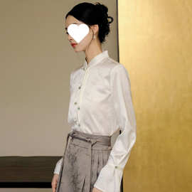 新中式长袖衬衫国风女装2024年新款日常通勤高端禅意上衣女百搭