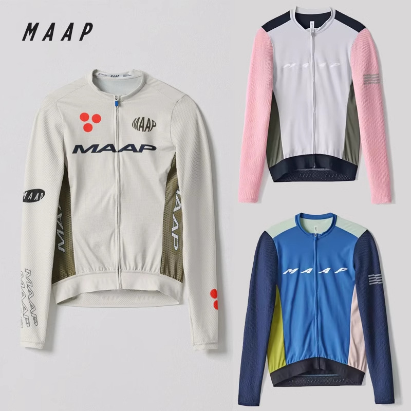 2024Maap Spring and Summer Long-Sleeved Men's and Women's Outdoor Sports Quick-Drying Breathable Cycling Jersey Breathable and Quick-Drying