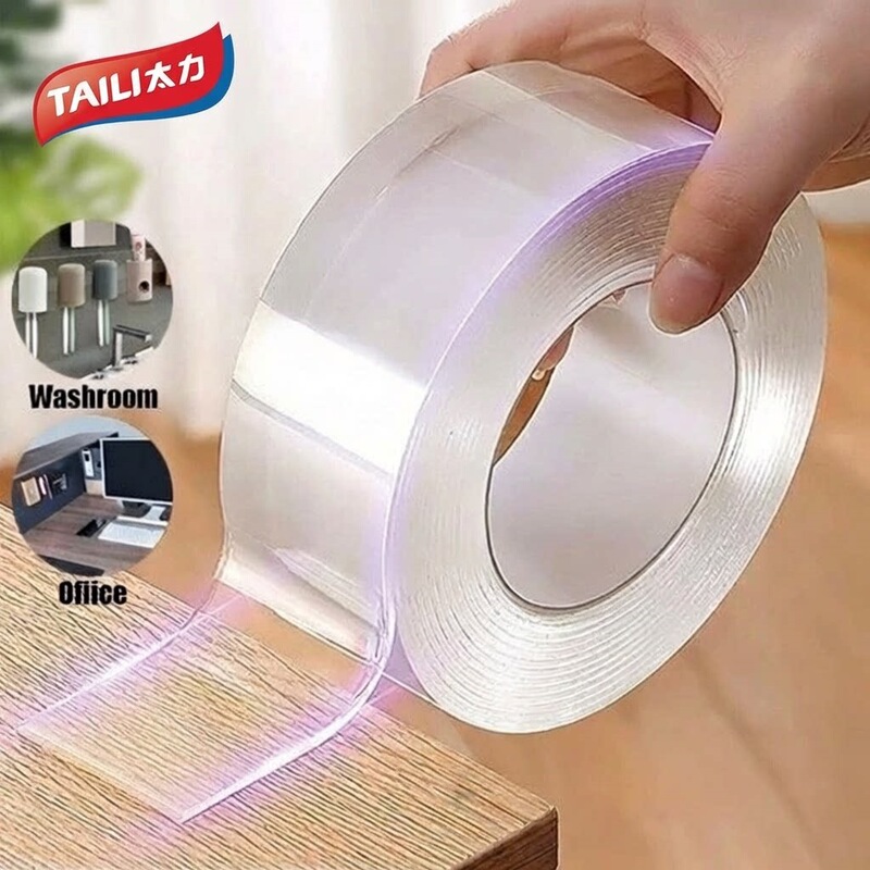 Taile Strong Transparent Double-Sided Adhesive Nano Silicone Traceless Adhesive for Wall and Door, Mobile Fixing Adhesive, Power Strip Holder