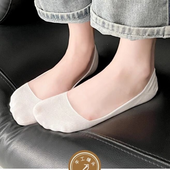 Thin Invisible Socks for High Heels, Thick Heel, Plus Size Boat Socks for Women, Pure Cotton, Summer Non-Slip, No-Slip Heel, Ultra-Low Boat Socks