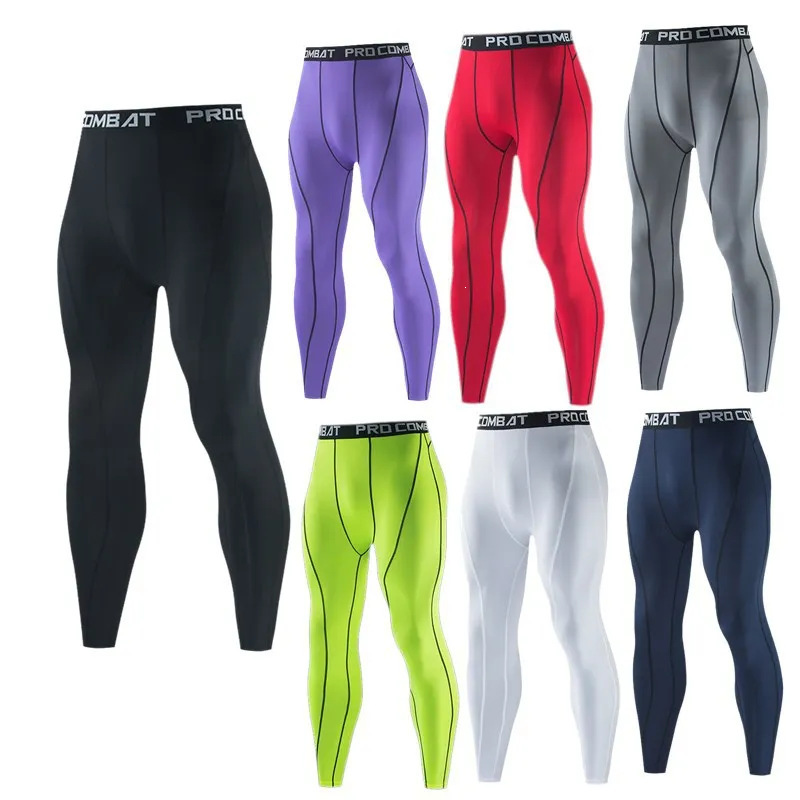 Men's Tight-Fitting Long Pants for Outdoor Sports, Fitness, Basketball, Soccer Training, Base Layer Pants, Running, Quick-Dry, Stretchy