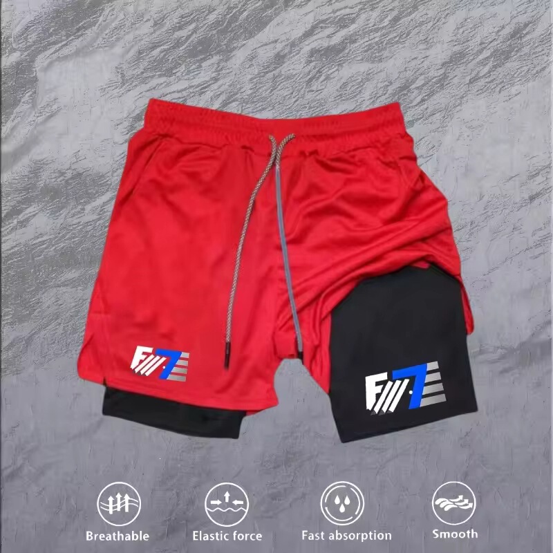 Men's running sportswear, 2-in-1 athletic shorts, comfortable, breathable, casual, stylish, quick-drying, double-layered, for summer
