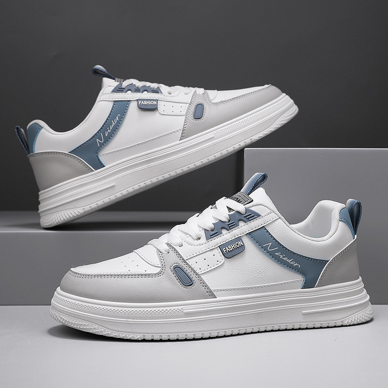 Spring and Autumn Leather Lightweight Sports Shoes for Men, New Versatile White Shoes, Trendy Casual Shoes, Niche Sneakers