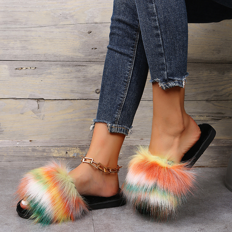 Color Furry Slippers NSKJX104269