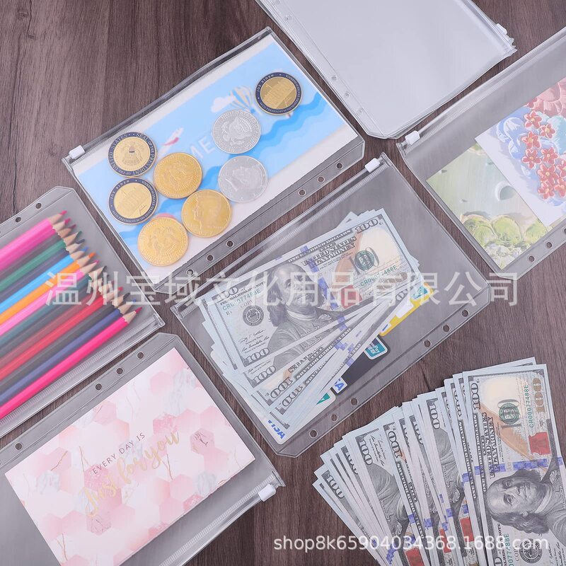 クロスボーダー現物A5/A6ファスナー金六穴PVCバインダー本ファスナー袋手形名刺多機能収納袋|undefined