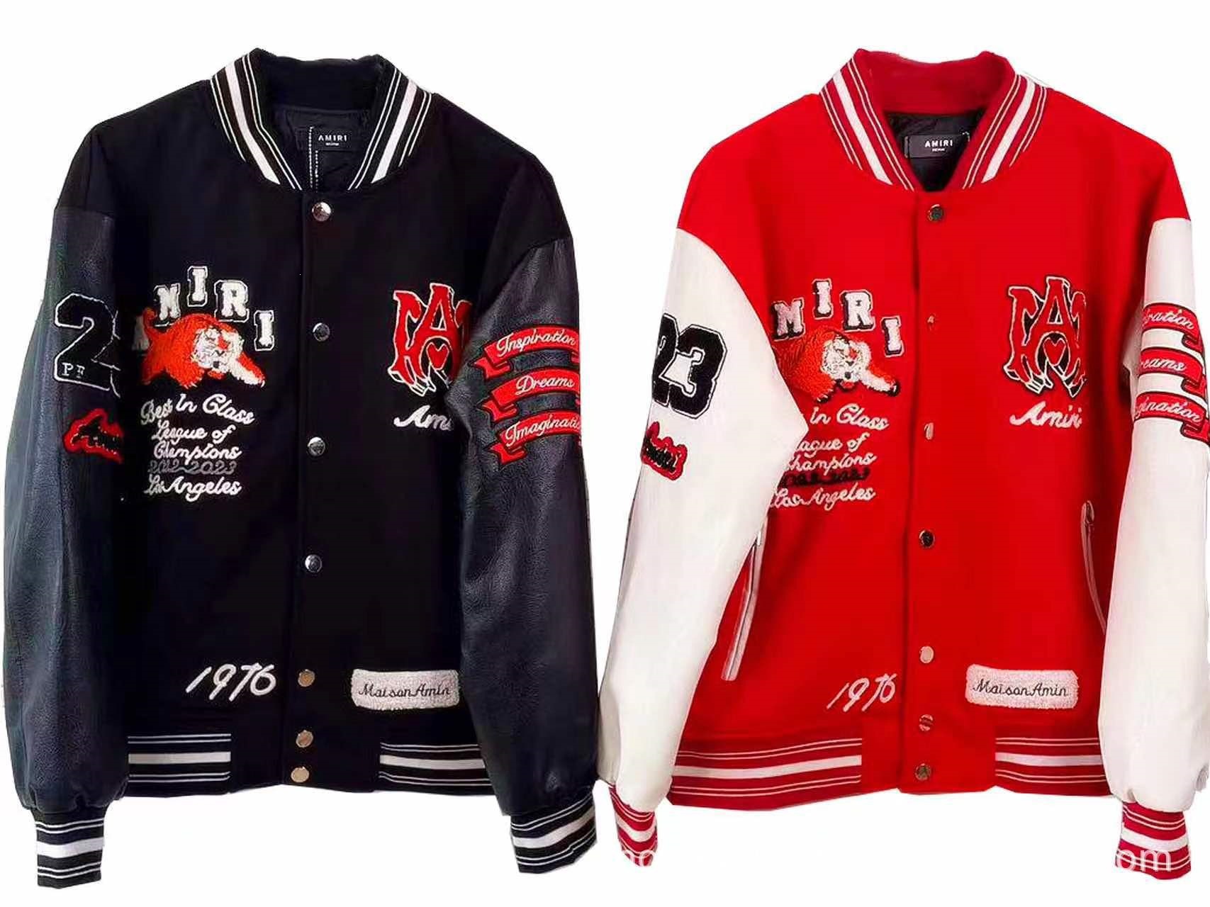 2023秋冬新款AMI字母logo老虎图案刺绣棒球服男女同款一件批代发
