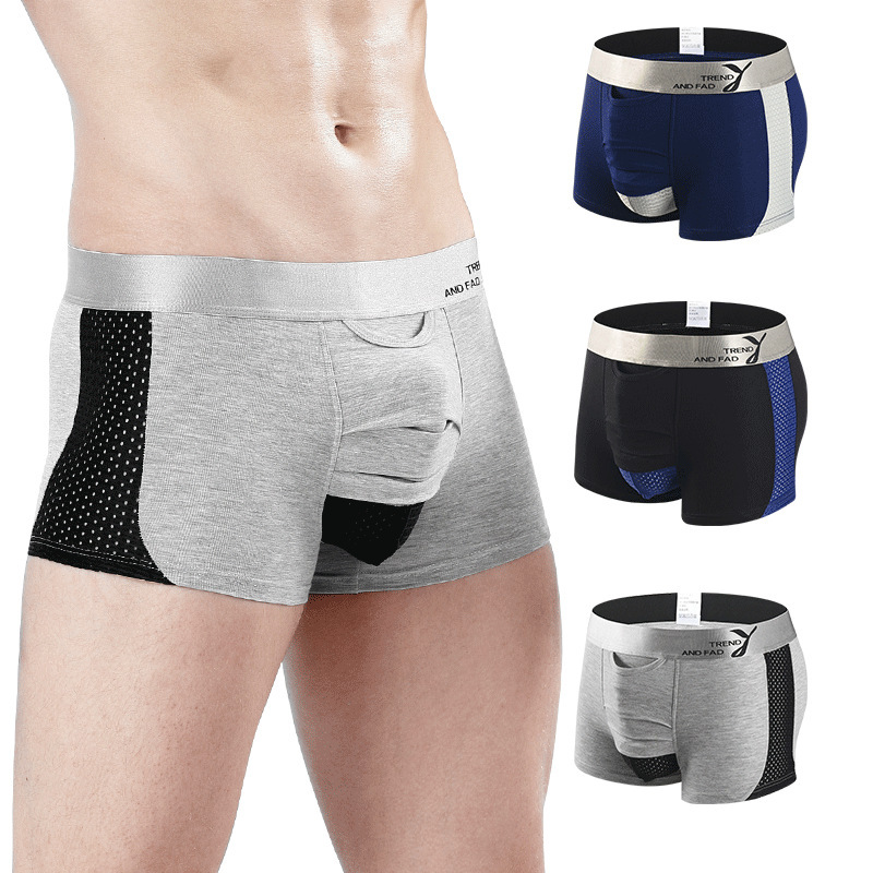 Gun-type separation modal men's underwear ice silk mesh summer permeable bag scrotum holder boxers wholesale