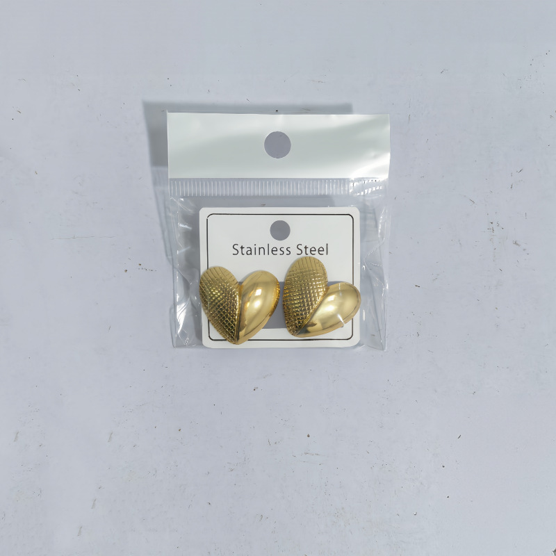 Aretes Geométricos de Corazón de Acero Inoxidable 304 Galvanizado para Mujer