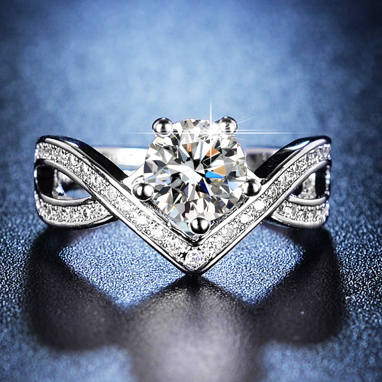 10g Weight Zircon Inlay Material Luxurious Square Copper Plating Inlay Zircon Open Ring