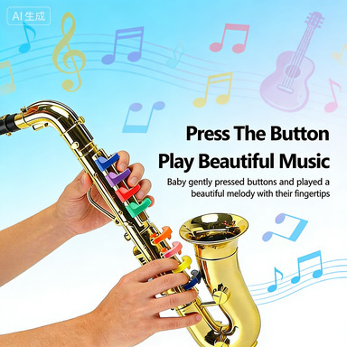 Cross-Border Realistic Music Saxophone Children's Toy Instrument French Horn Trumpet Recorder Trumpet Stage Performance Prop Model