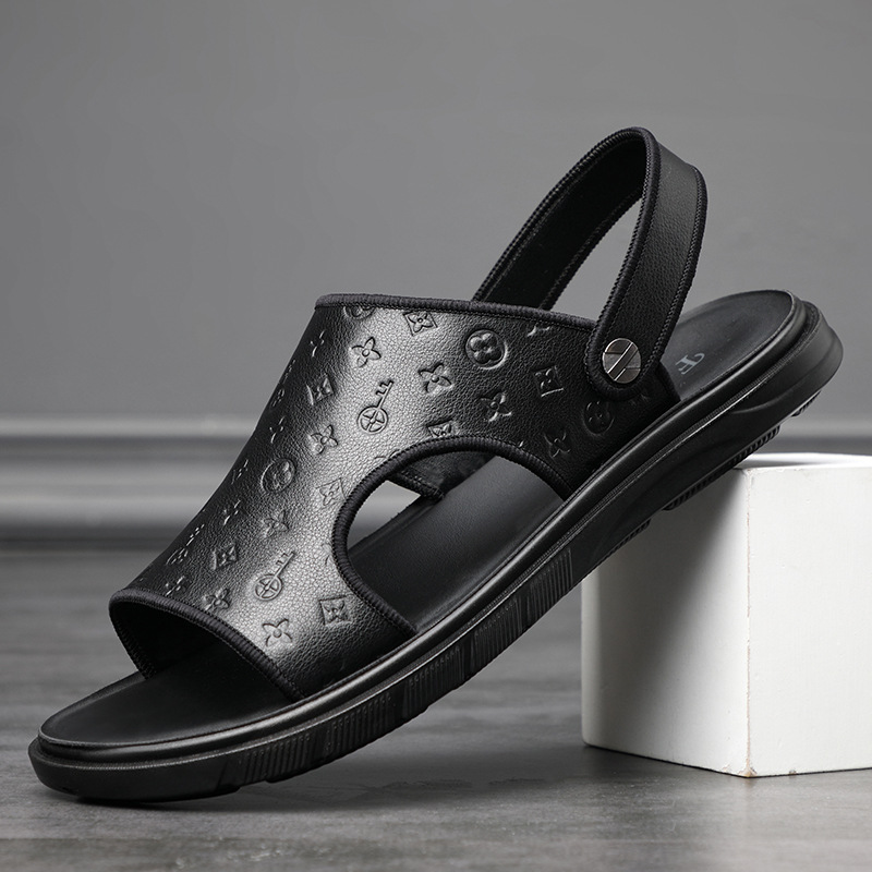 Sandalias de verano para hombre de piel de vaca de primera capa Zapatos de playa transpirables de cuero al aire libre Zapatillas casuales Sandalias de moda Zapatos para hombre Suave