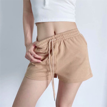 YPFF新款夏季松紧腰抽绳系带宽松休闲跑步短裤欧美风运动阔腿裤女