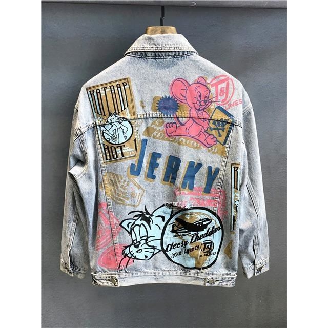 INS Internet celebridad marca de moda Abrigo de mezclilla chaqueta de pareja de primavera y otoño suelta para hombres ropa exterior para hombres