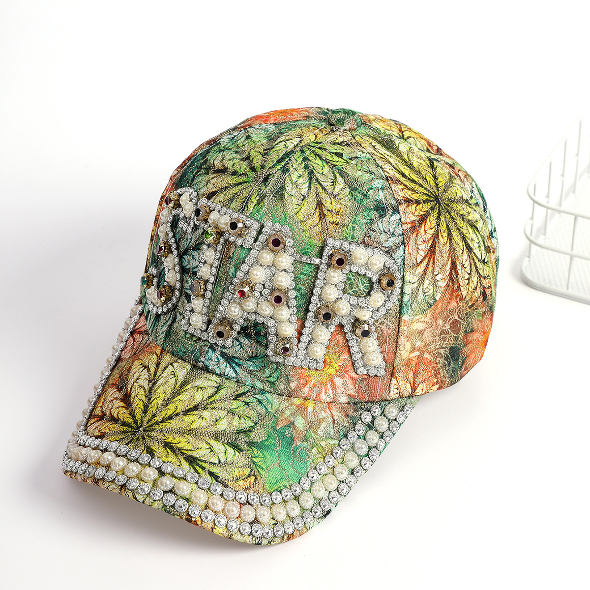 Sombrero de las mujeres de estilo coreano todo partido con lentejuelas gorra de béisbol de diamantes carta de verano de moda protección solar