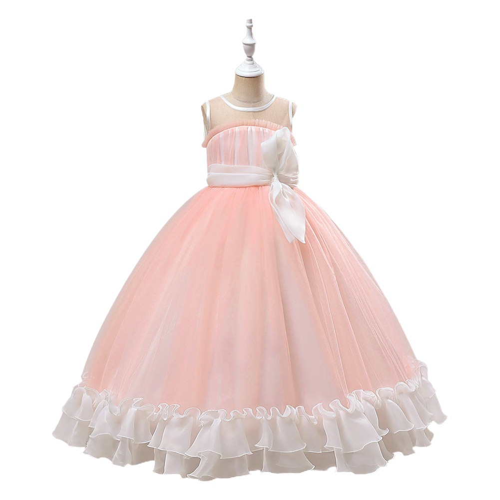 Amazon nuevas niñas vestido largo malla arco vestido de novia vestido de niña de las flores vestido de princesa vestido de fiesta