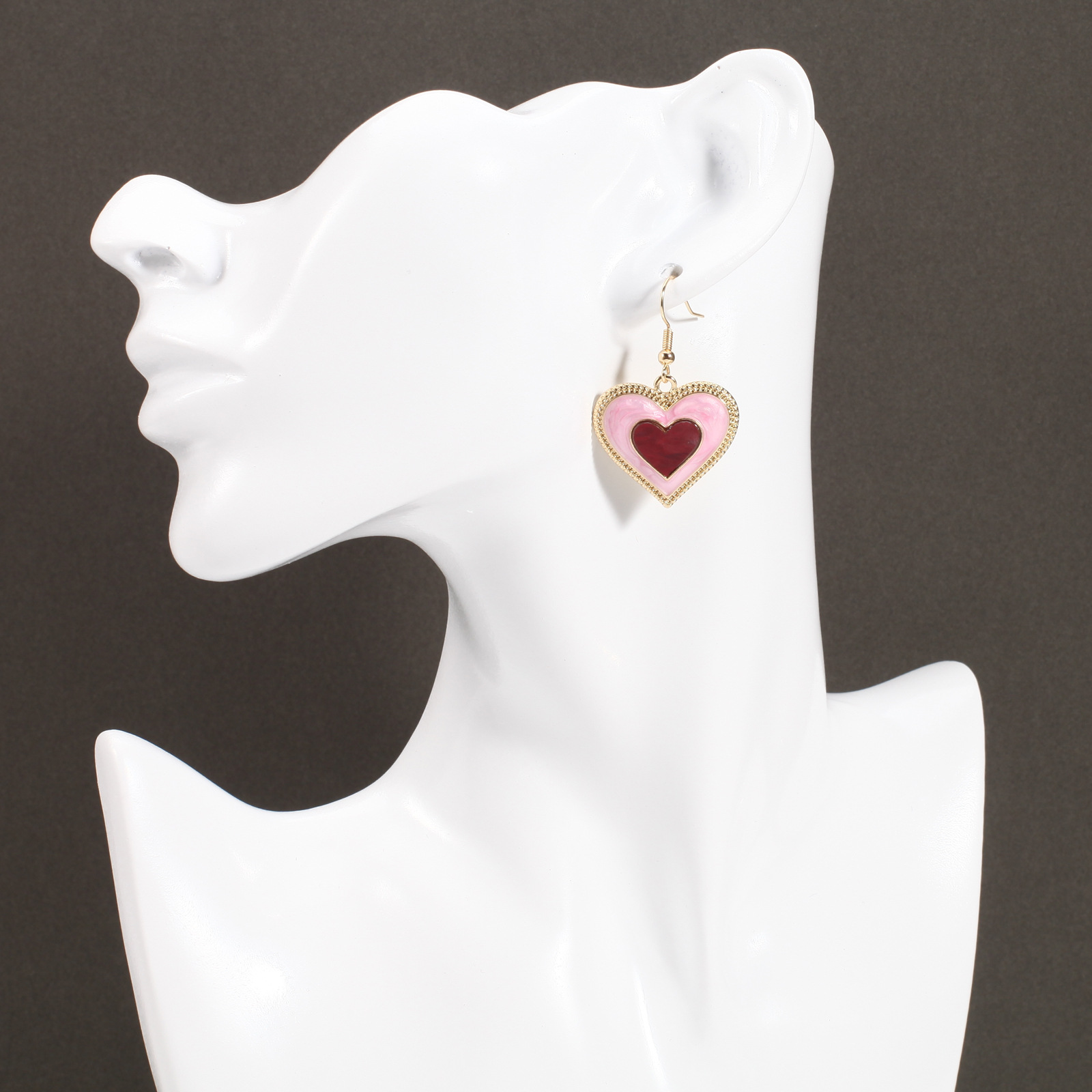 18g Weight Copper Ear Needle Material Rhinestones, Pearl Inlay Material Drop Earrings Classification 1 Pair Quantity Holiday, Daily Occasion Alloy Material Heart Shape Pattern Women's Gender Enamel, Inlay Design IG Style, Sweet Style 1 Pair IG Style Sweet Heart Shape Enamel Inlay Alloy Rhinestones Pearl Drop Earrings 7