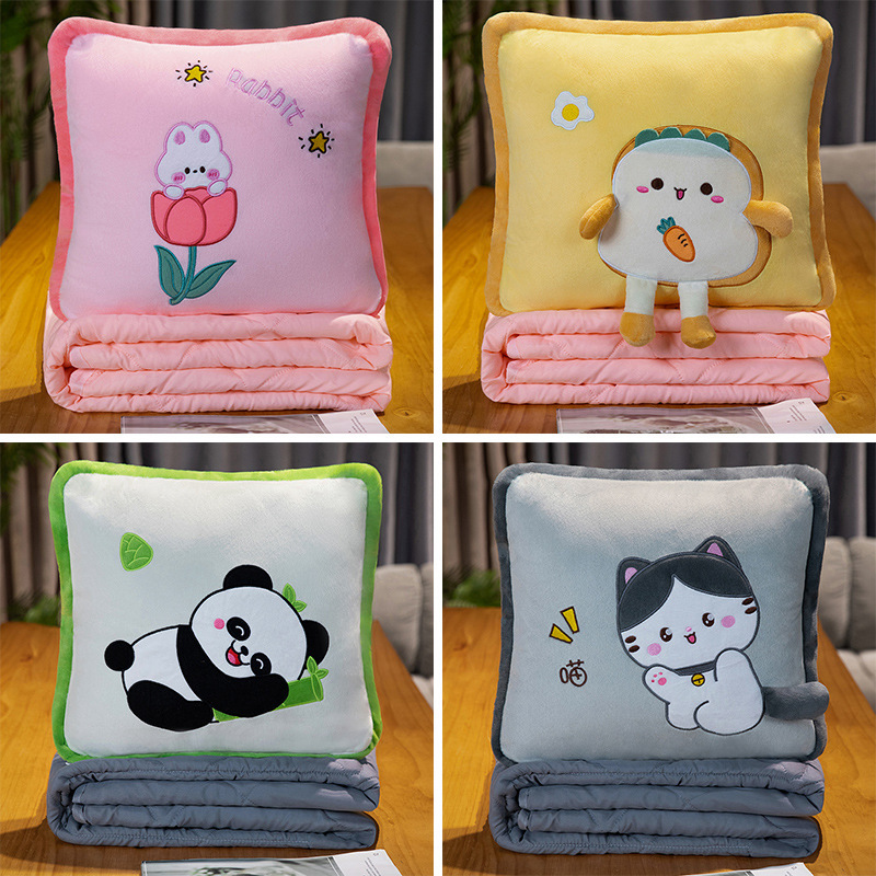 Cute almohada multicinética, edredón de doble propósito, manta de siesta de oficina, edredón espeso, almohada de cojín de automóvil, almohada de cojín