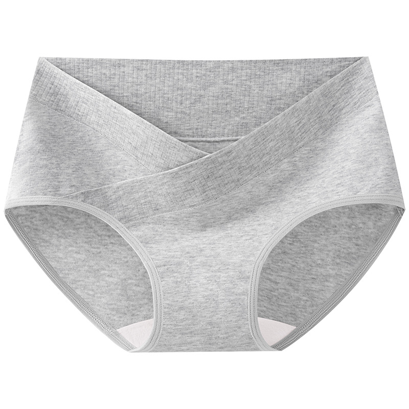 Ropa interior cruzada en forma de V para mujeres embarazadas de algodón ~ Calzoncillos de mujer de cintura baja transpirables de entrepierna de algodón de doble capa más largos y mejorados