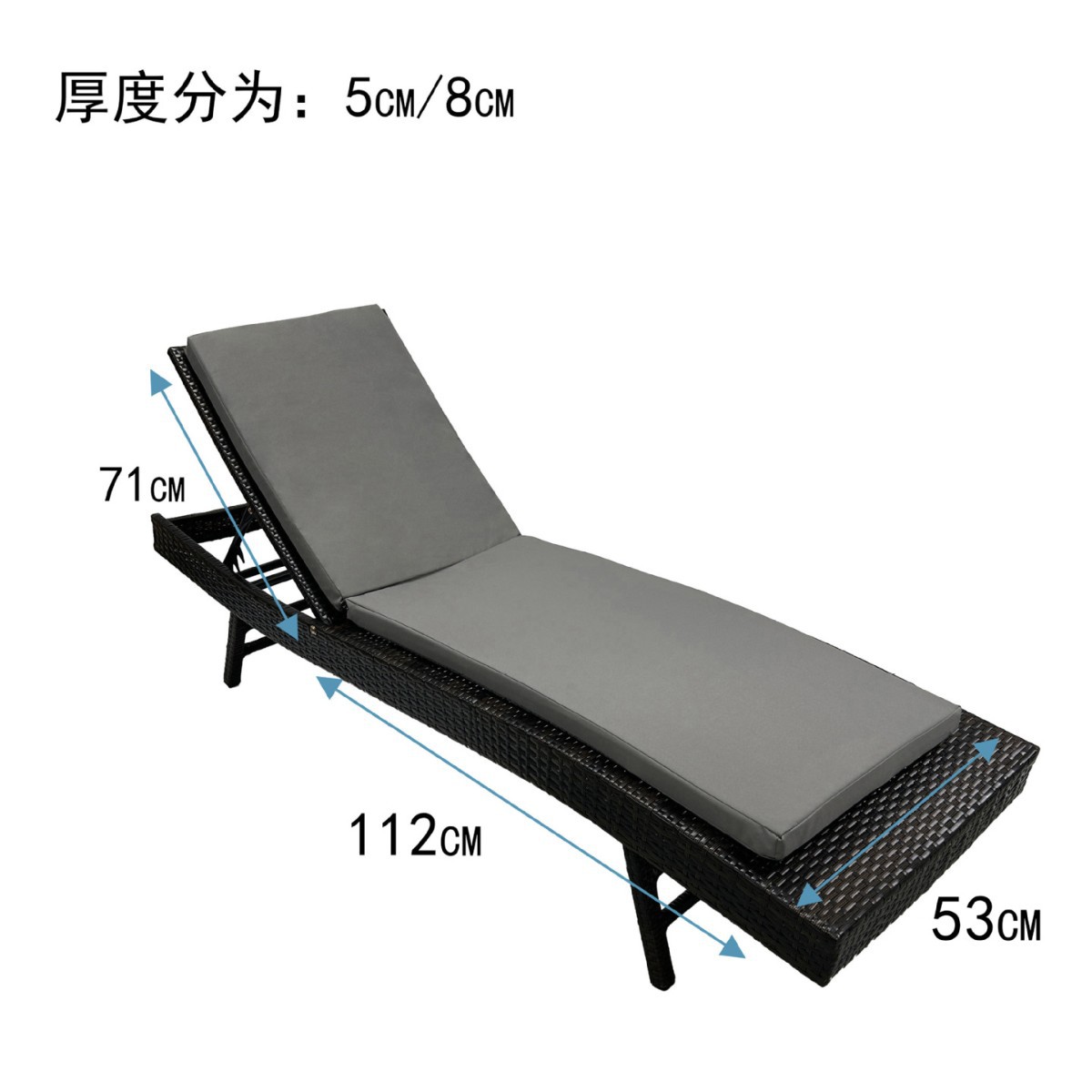 Cojín de protección solar impermeable para exteriores Cojín de esponja de estilo explosivo de Amazon Cojín de silla de playa Cojín de sofá reclinable para el hogar