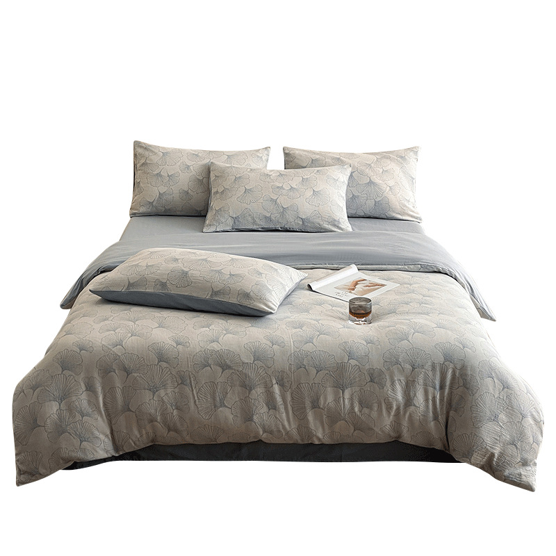 Cama de hilo de tres capas, juego de cuatro piezas, algodón puro, 2025, nuevo estilo, lujo ligero, sensación de alta gama, dormitorio principal, cuatro estaciones, universal