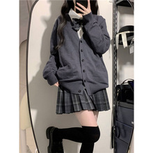 2024原创正统设计JK毛衣[灰色笔记]学院风灰色系列开衫纯色针织衫