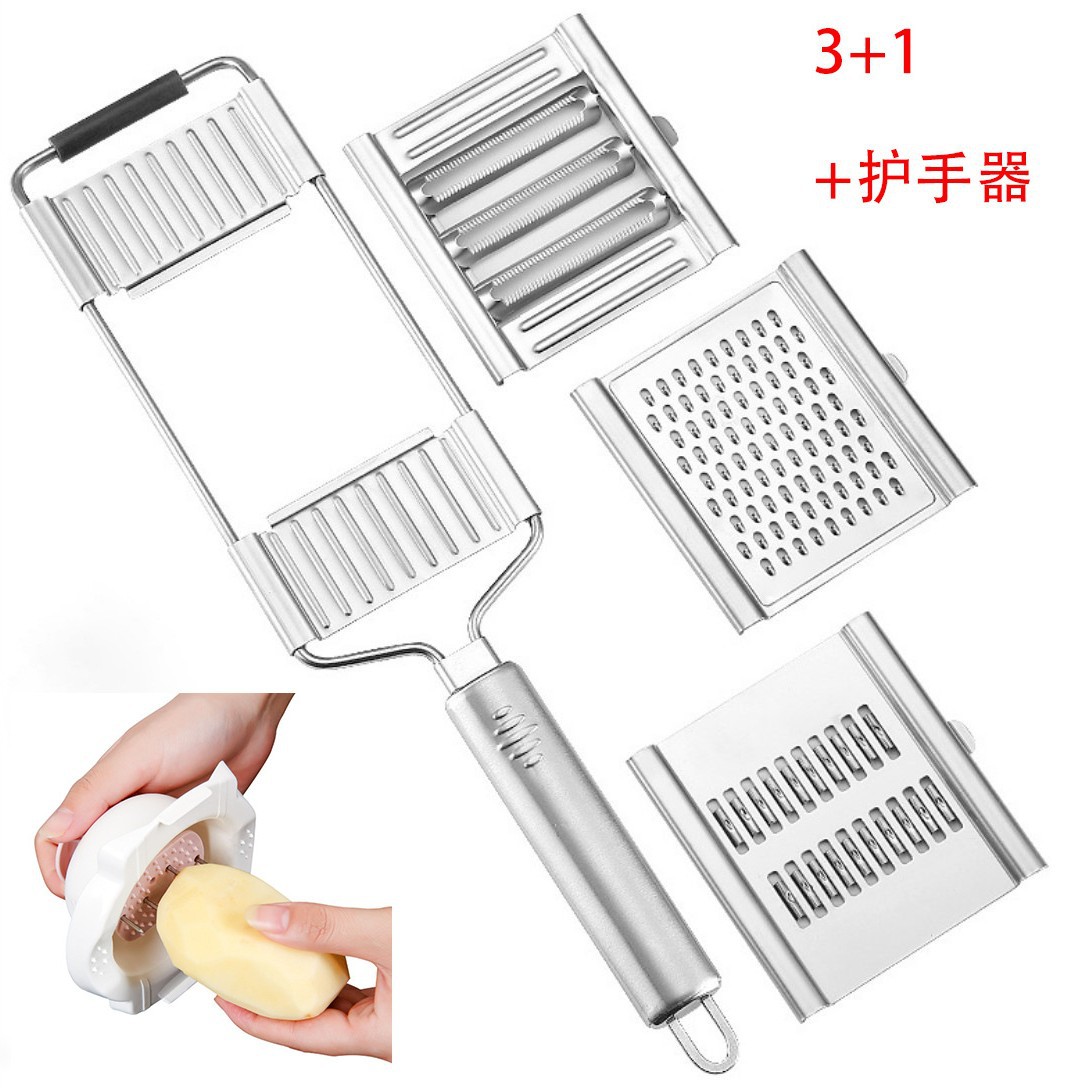 Protector de mano de acero inoxidable patata vegetal rábano papas fritas multifunción rallador cortador de verduras