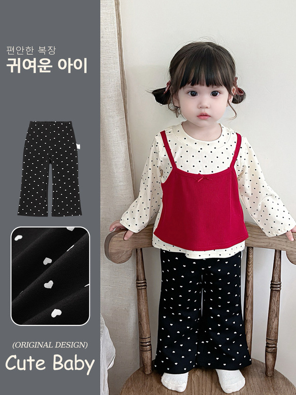 ベビー韓国風プリントパンツ 2025 秋の新スタイル女の子のお出かけパンツ西洋スタイル春と秋のベルボトム 5508|undefined