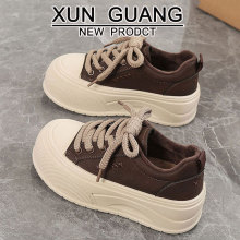 真皮厚底增高小白鞋女鞋2025秋冬新款松糕鞋百搭加绒休闲运动板鞋