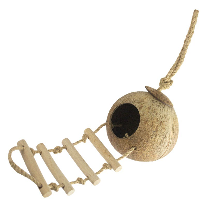 Гнездо хомяка Скорлупа кокоса Птичье гнездо альпинистское дом для избегания домашних животных Золотой медведь Летний пейзаж ПОСТАВКИ ИГРУШЕК Гнездо из скорлупы кокоса Рутин Курица