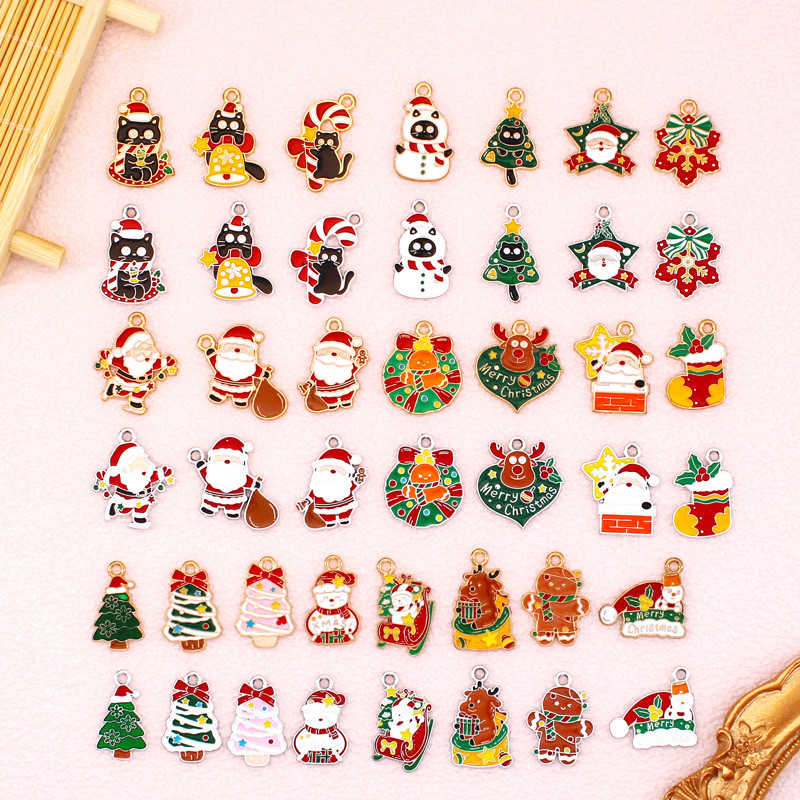クリスマス漫画 DIY 合金ドリップオイルゴールデンホワイト K サンタクローススノーフレークヘラジカクリスマス猫アクセサリー|undefined